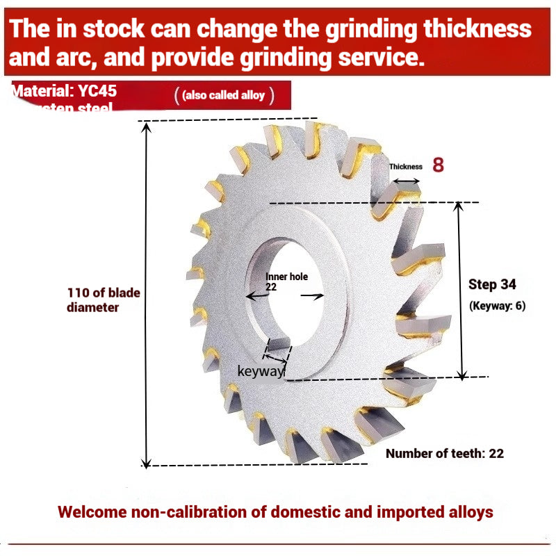 1057-Alloy three-face milling cutter can be customized tungsten steel 63 80 100 125 YW2 steel parts milling slot welding disk cutter Shandong Denso Pricision Tools Co.,Ltd.